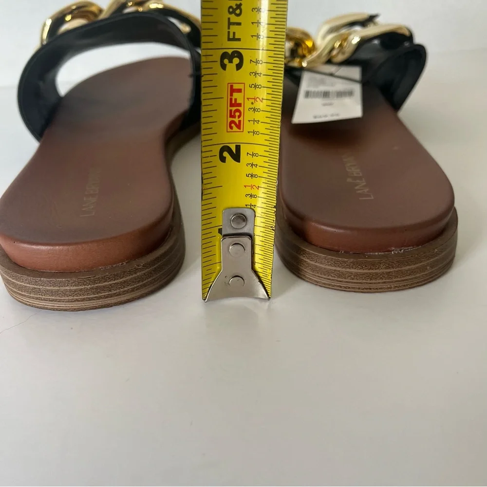 Lane Bryant Dream Cloud Chain Slide Sandal Black Gold Lighweight Wide‎ Sz 8W
